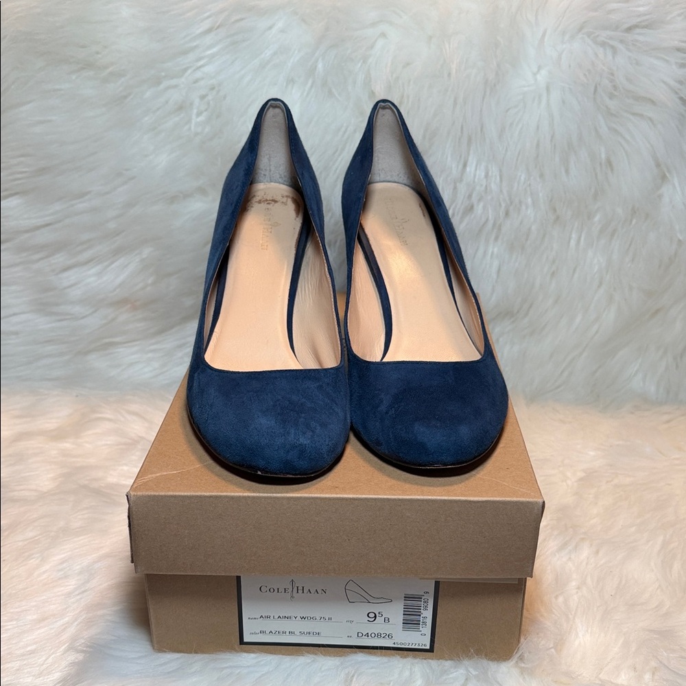 Cole Haan Women's Navy Suede Heels size 9.5 - Air Lainey wedge